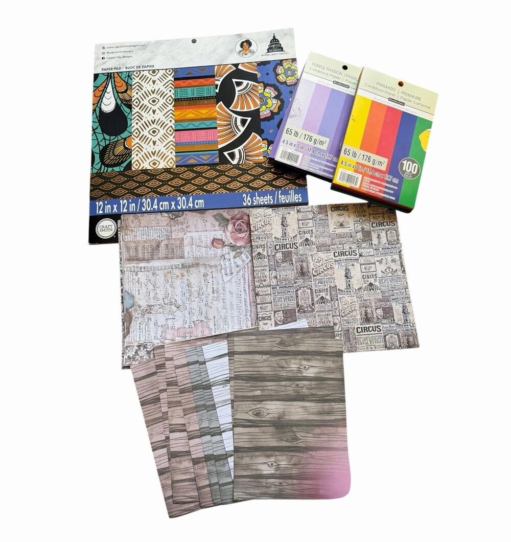Mixed Scrapbook Paper Craft Lot 12x12 Cardstock Prints Junk Journal Supplies